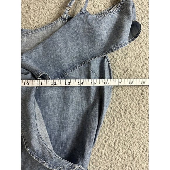 New Micheal Stars Chambray Jumpsuit Womens Size Small Blue Ruffled Wide Leg Pant - Picture 5 of 14